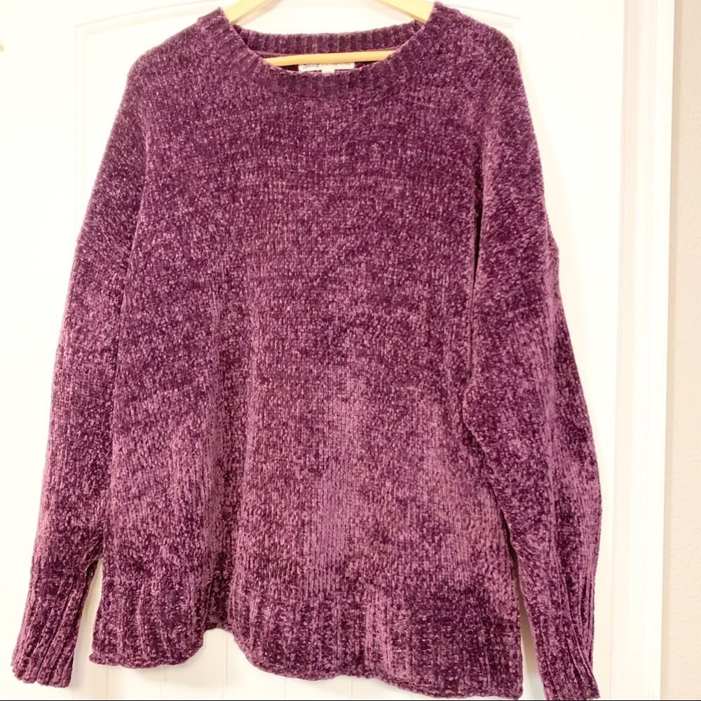 Eggplant Purple Long Sleeve Sweater PLUS